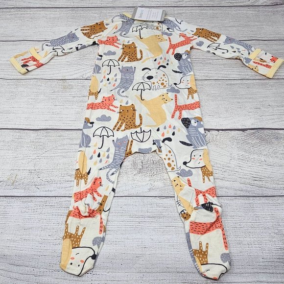 NWT Bestaroo Raining Cats & Dogs Modal Baby Boy Footie Size Newborn - Picture 4 of 4